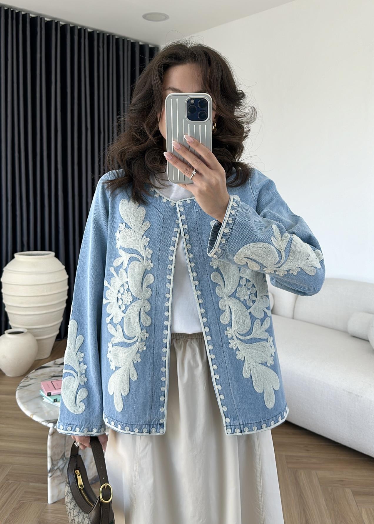 Denim Nakışlı Ceket