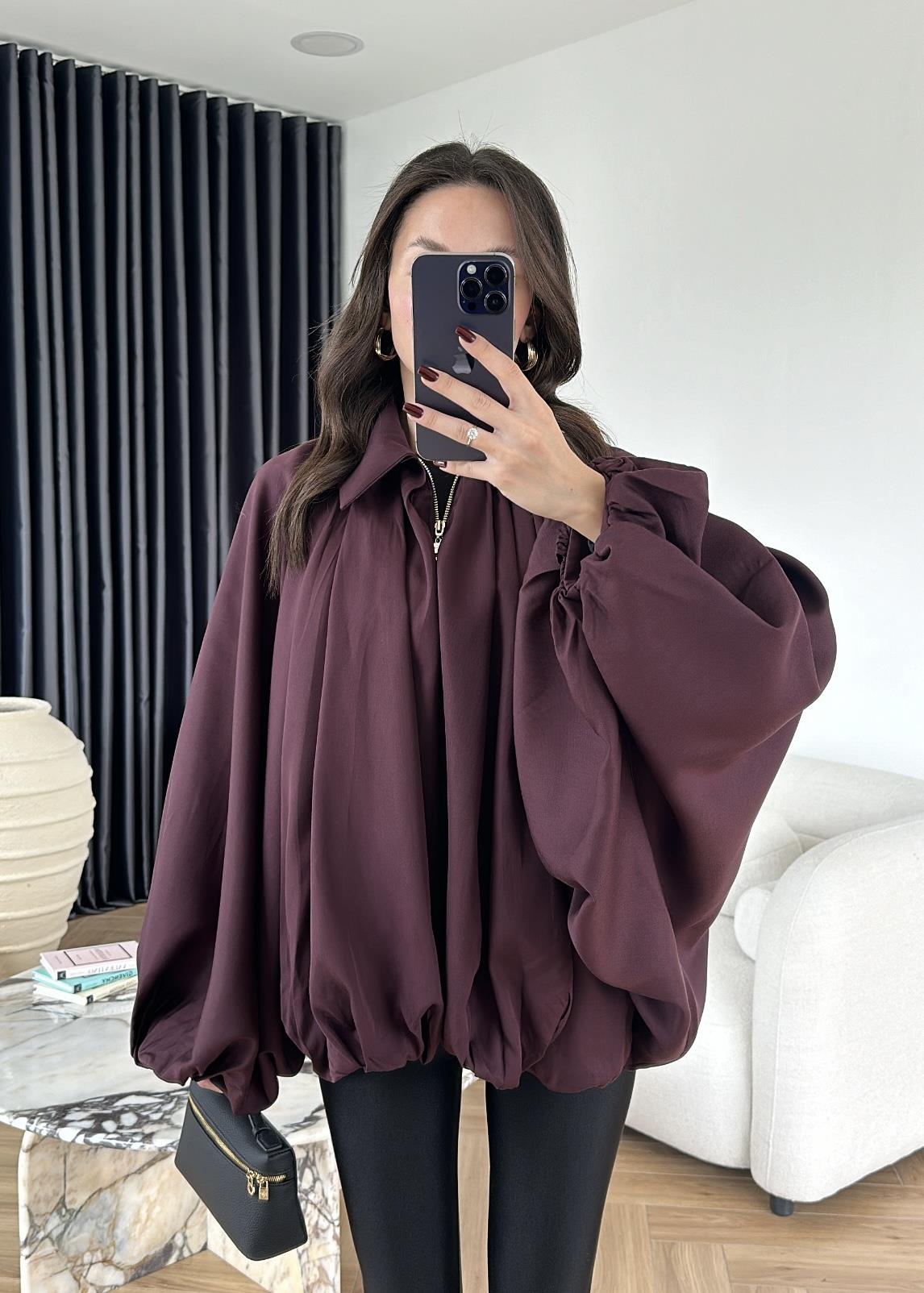 Yarasa Kol Tensel Bomber Ceket