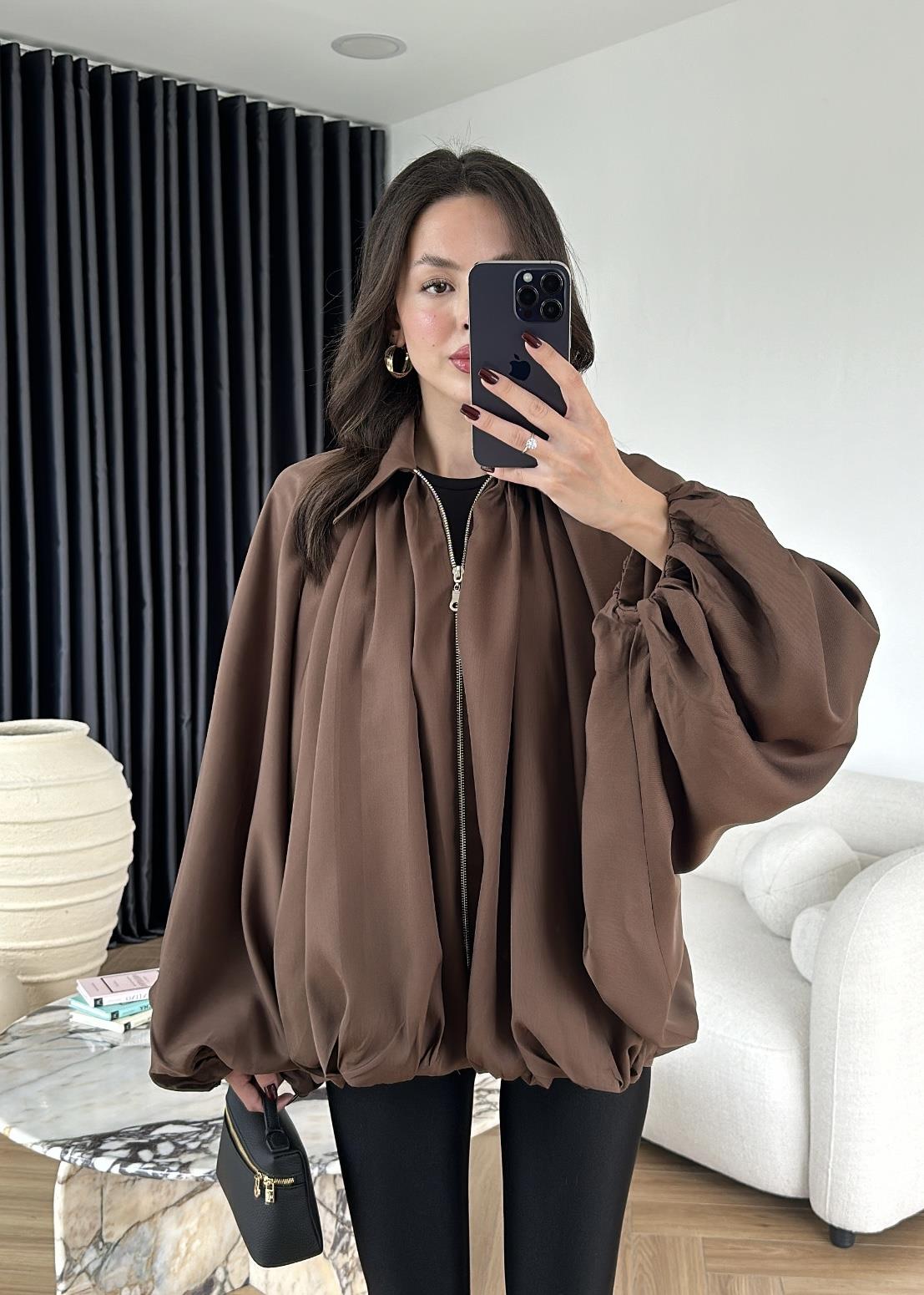 Yarasa Kol Tensel Bomber Ceket