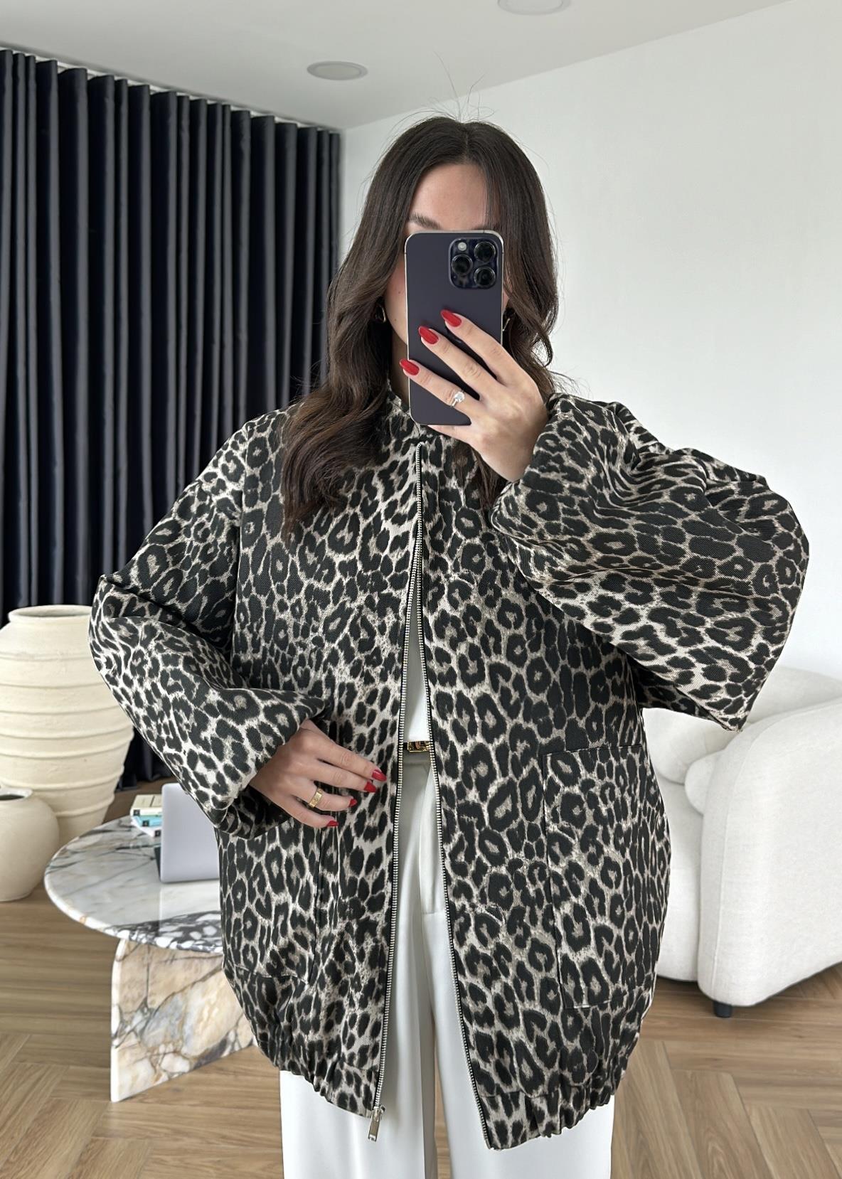 Leopar Bomber Ceket