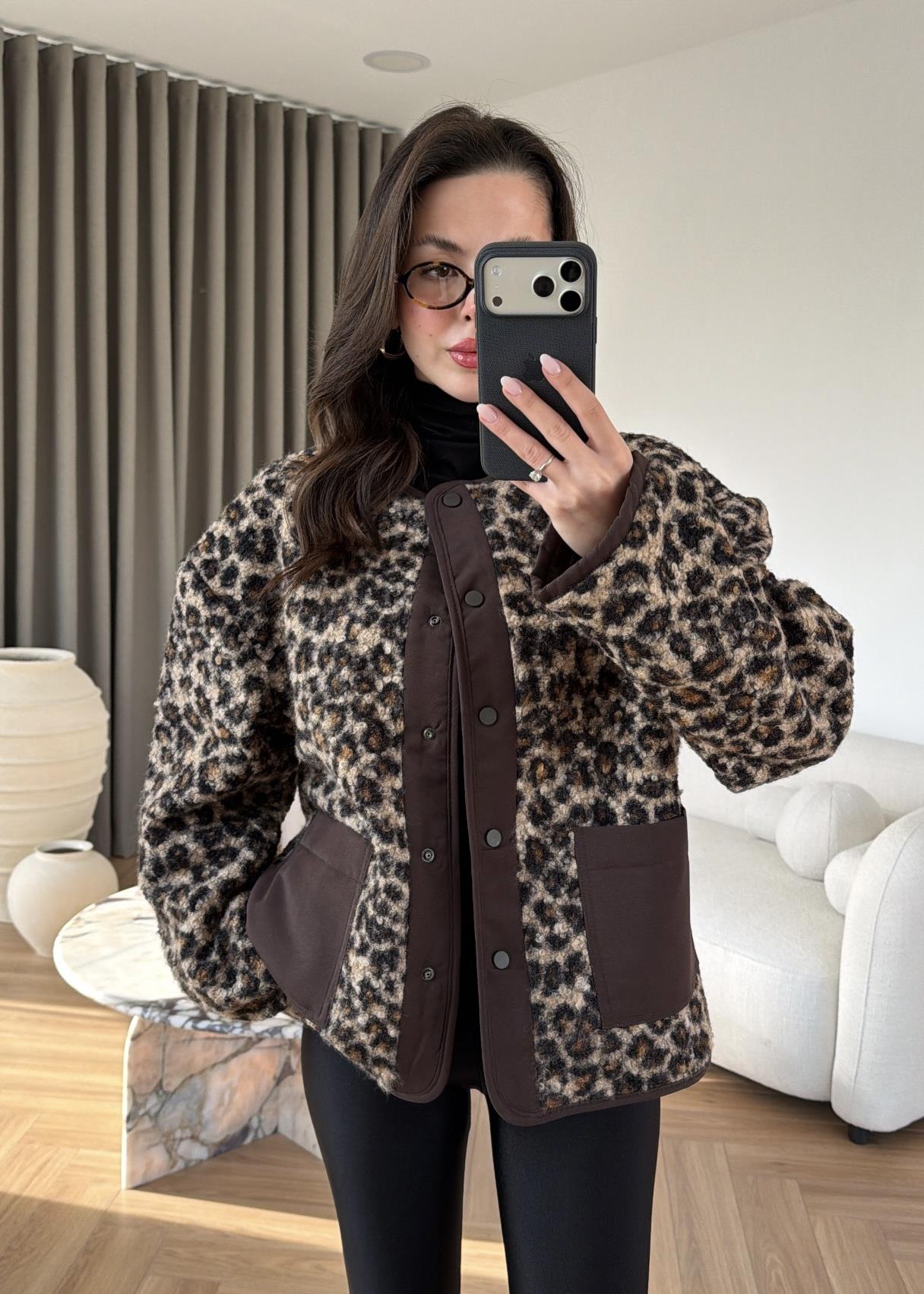 Leopar Peluş Ceket