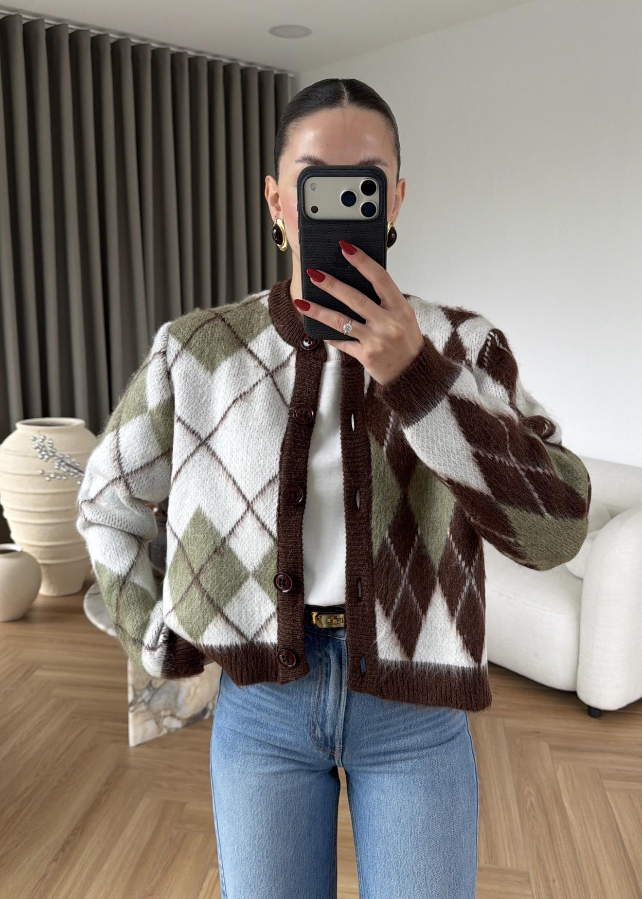 Knit Baklavalı Hırka