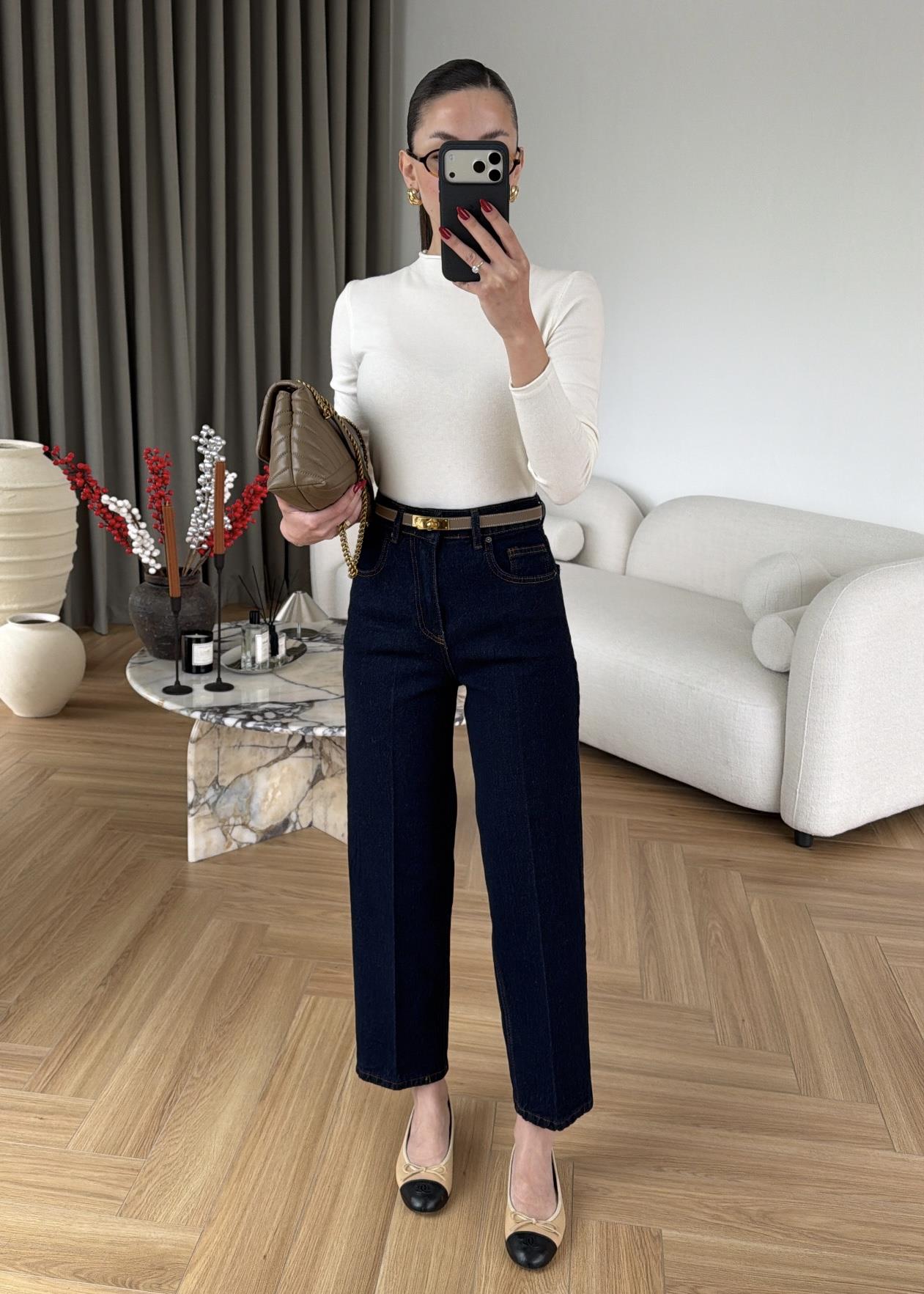 Paçası Dikişli Balon Mom Jean
