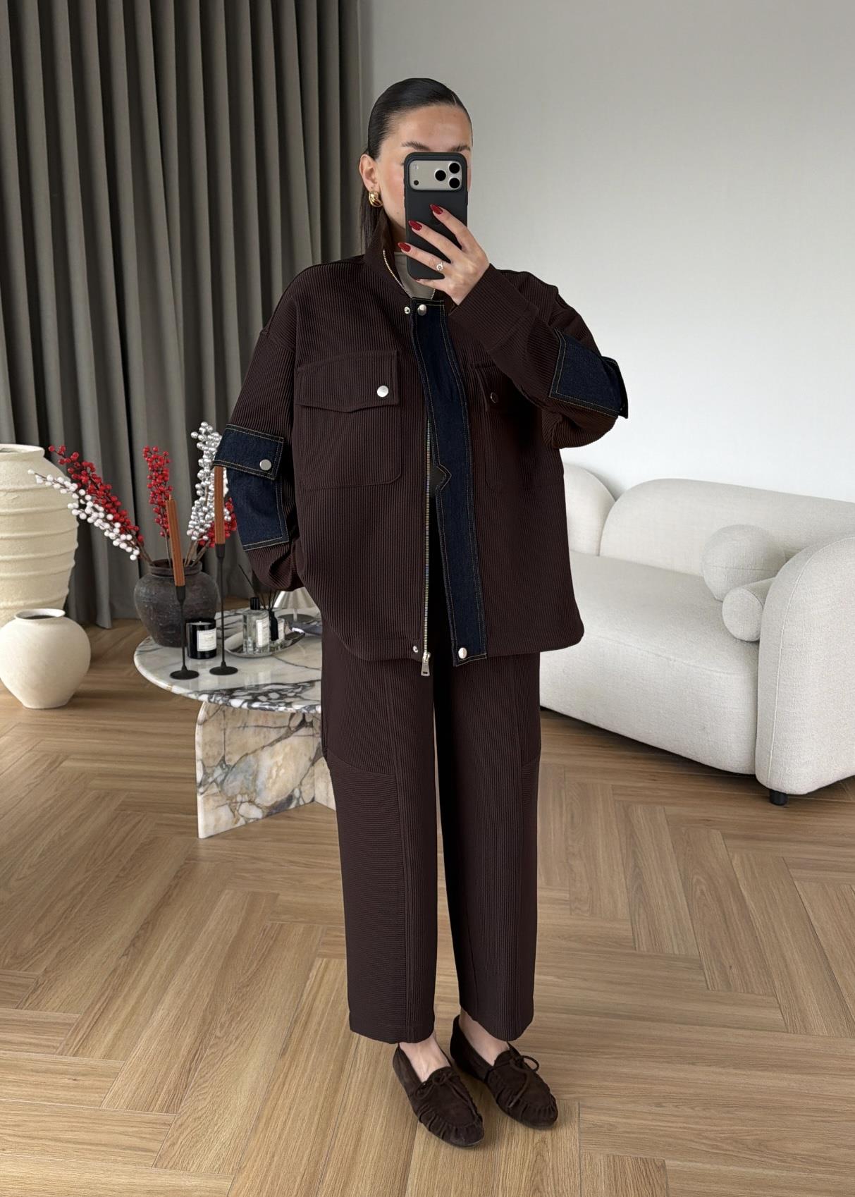 Balon Pantolonlu Denimli Takım