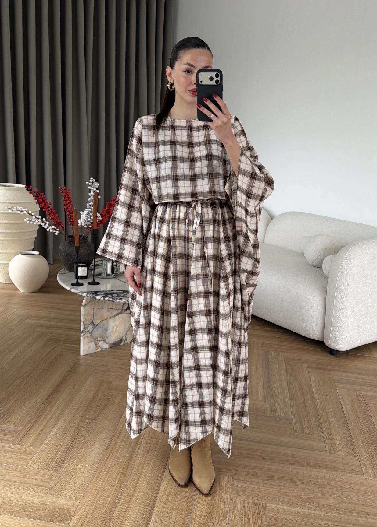 Müslin Ekoseli Etekli Takım