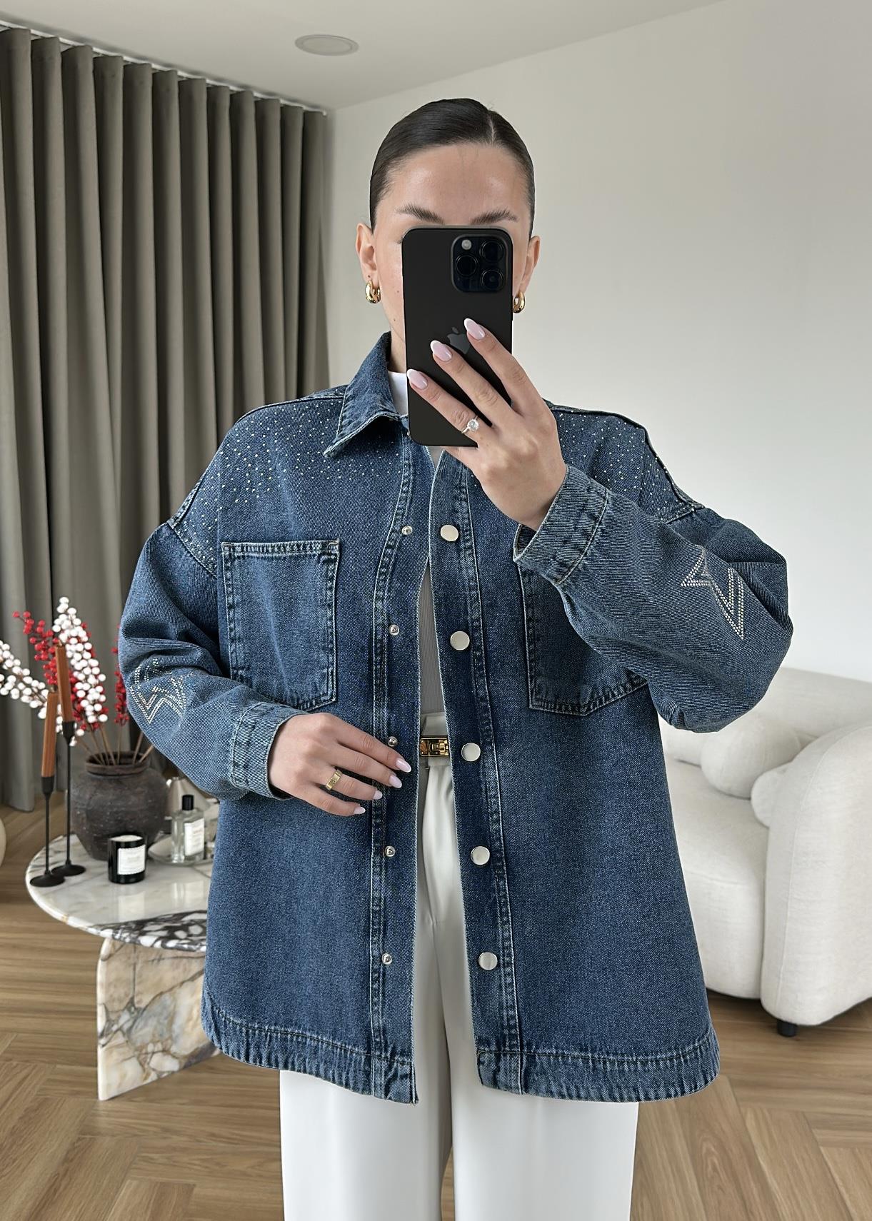 Star Taşlı Denim Ceket