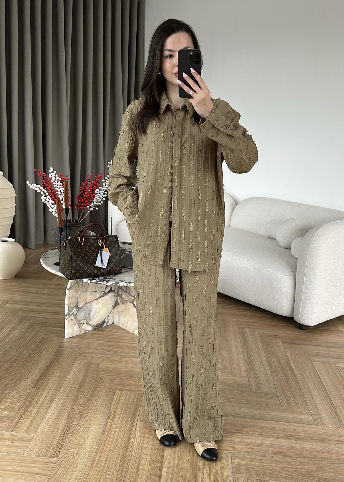 Saçaklı Gömlek Pantolon Takım