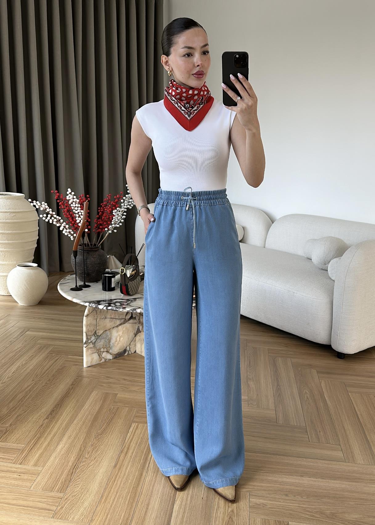 Denim Tensel Lastikli Pantolon