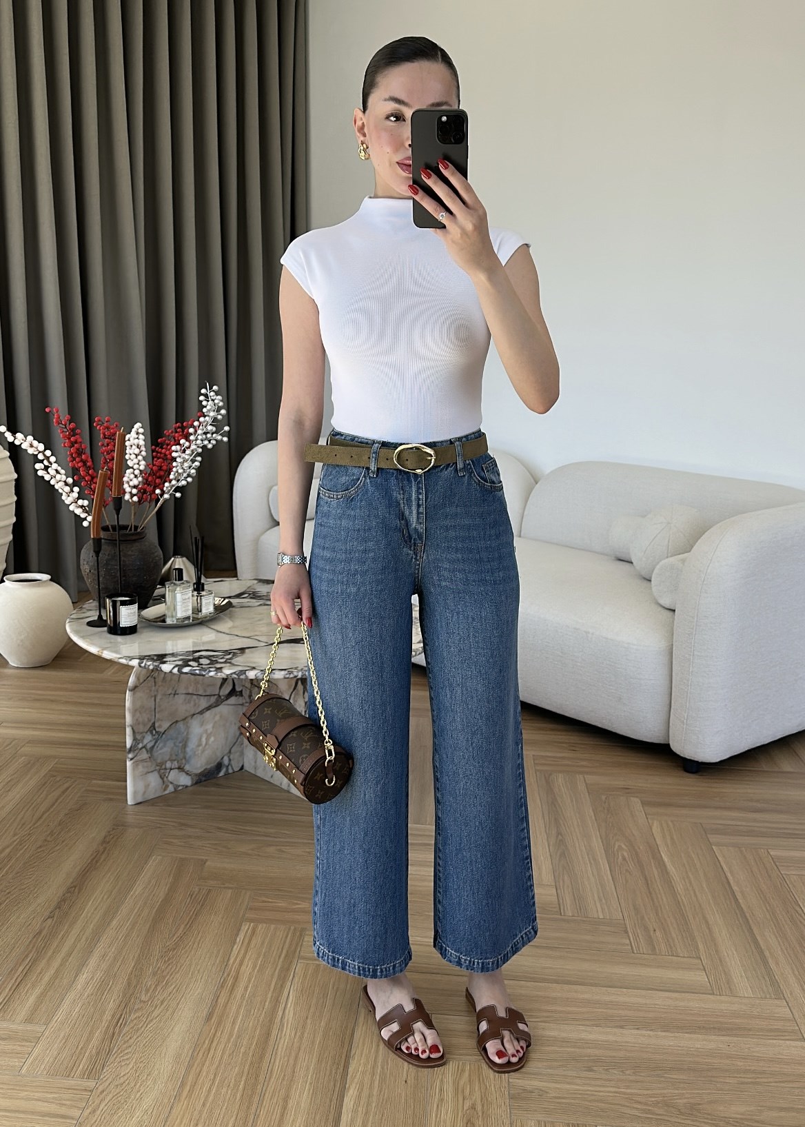 Tensel Karışımlı Kemerli Jean