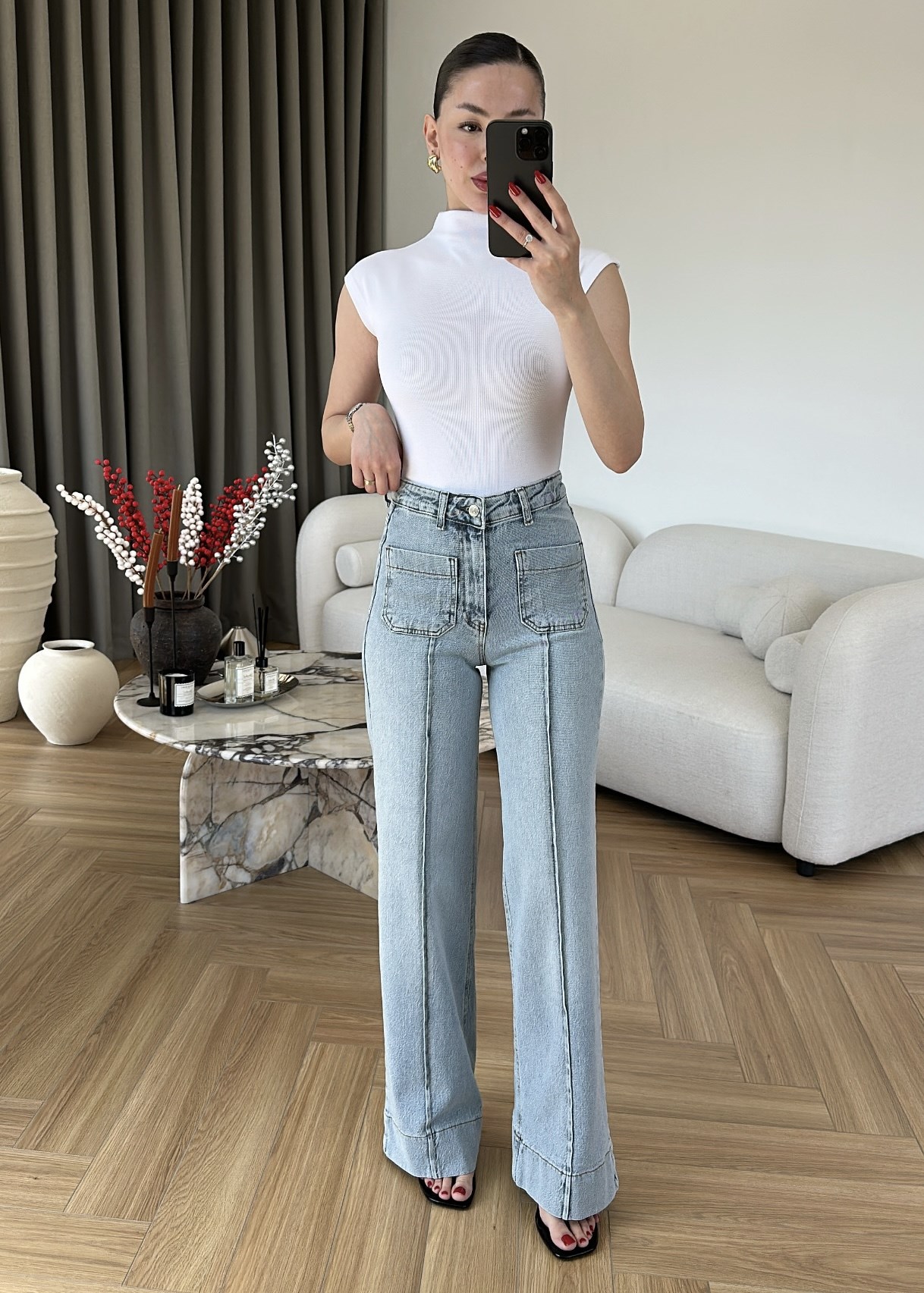 Büyük Cepli Nervürlü Jean