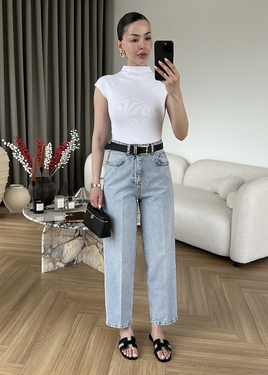 Kemerli Balon Mom Jean