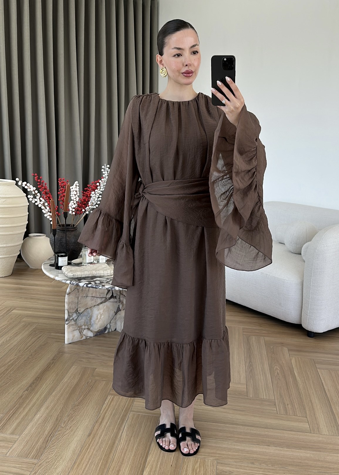Şallı Büzgülü Elbise