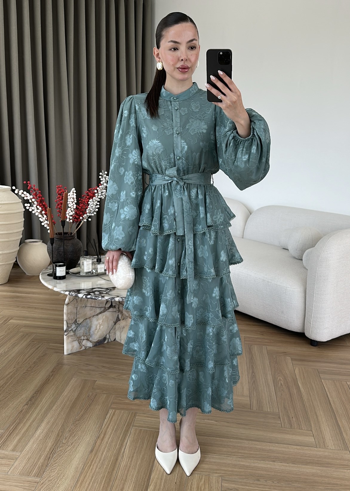 Fırfırlı Katlı Elbise