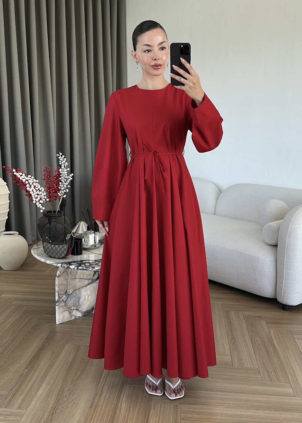 Volanlı Poplin Elbise