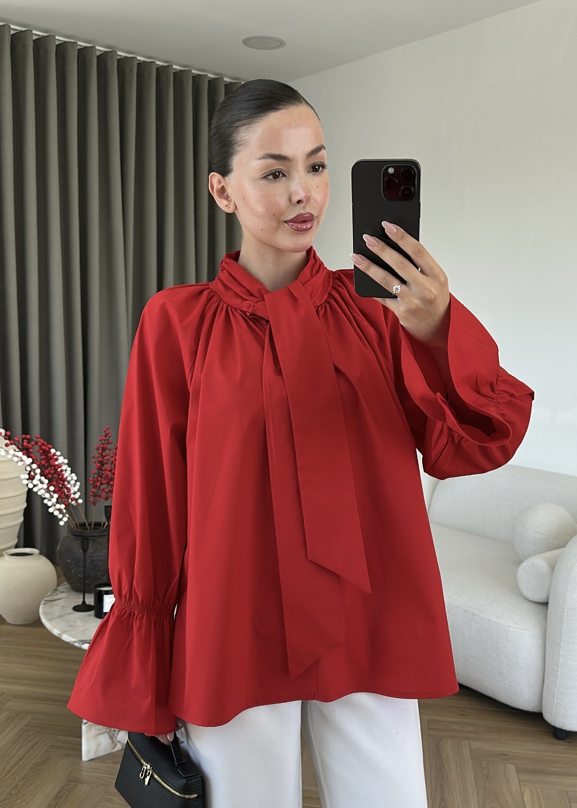 Bağcıklı Poplin Gömlek