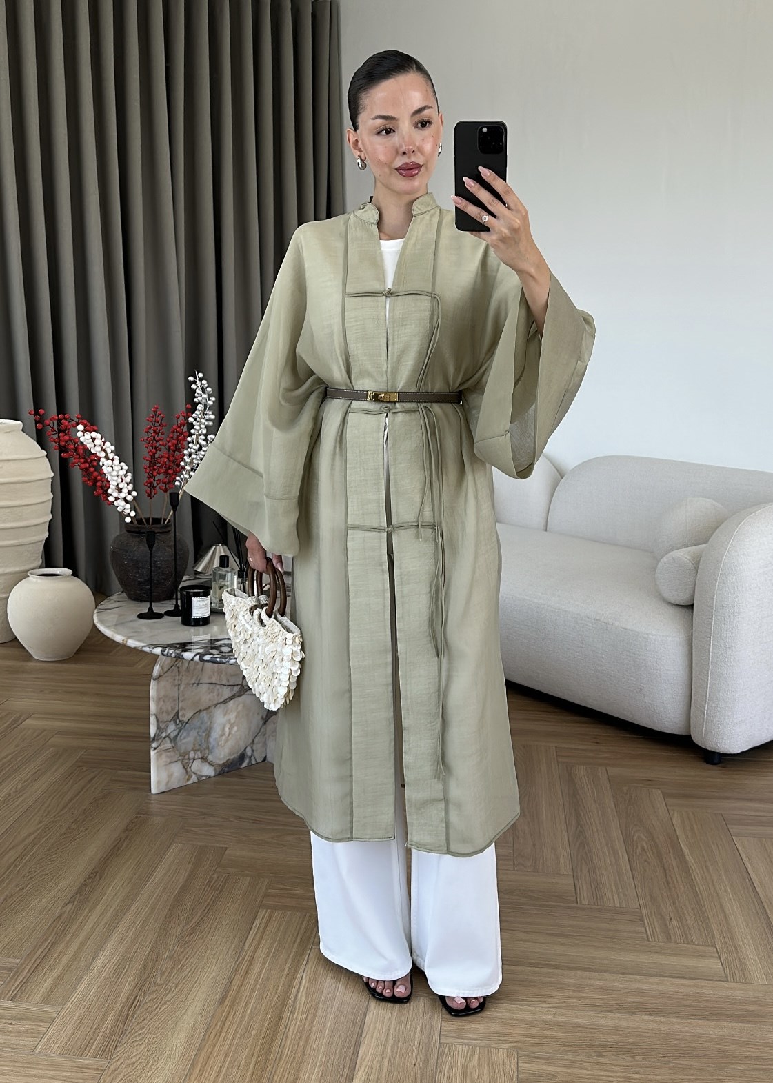Diva Çin Düğmeli Uzun Ceket