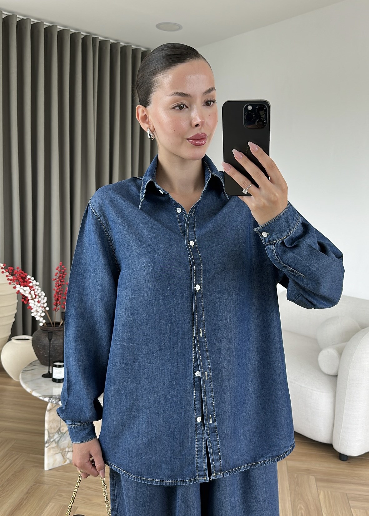 Liora Denim Tensel Gömlek