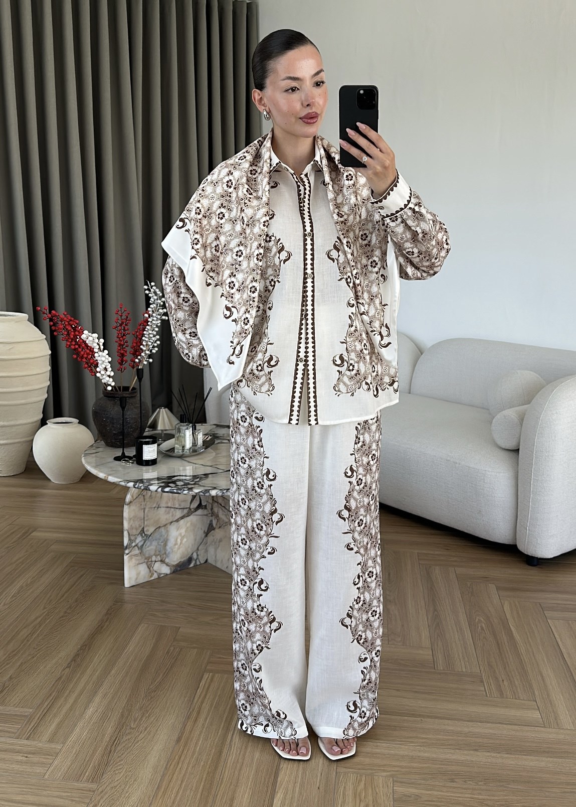Zimmer Desenli Üçlü Takım