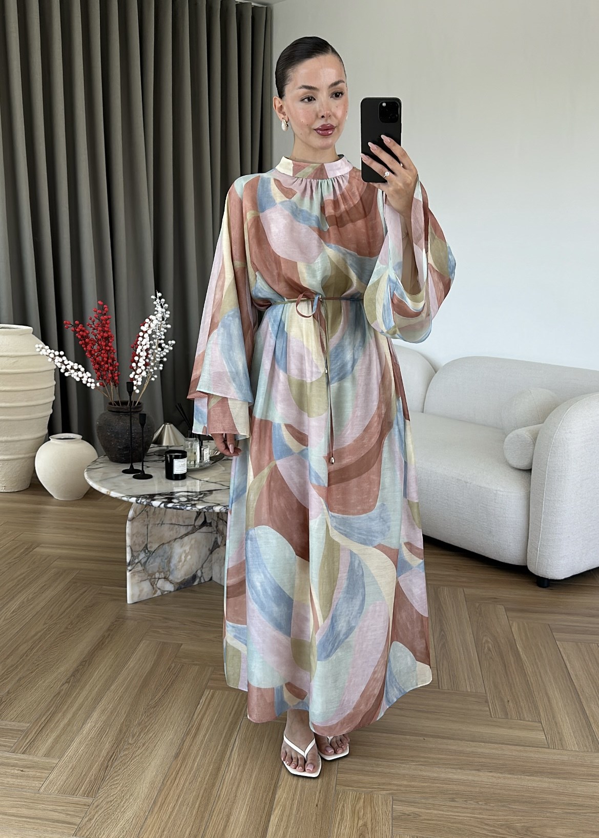 Dalga Desenli Soft Elbise
