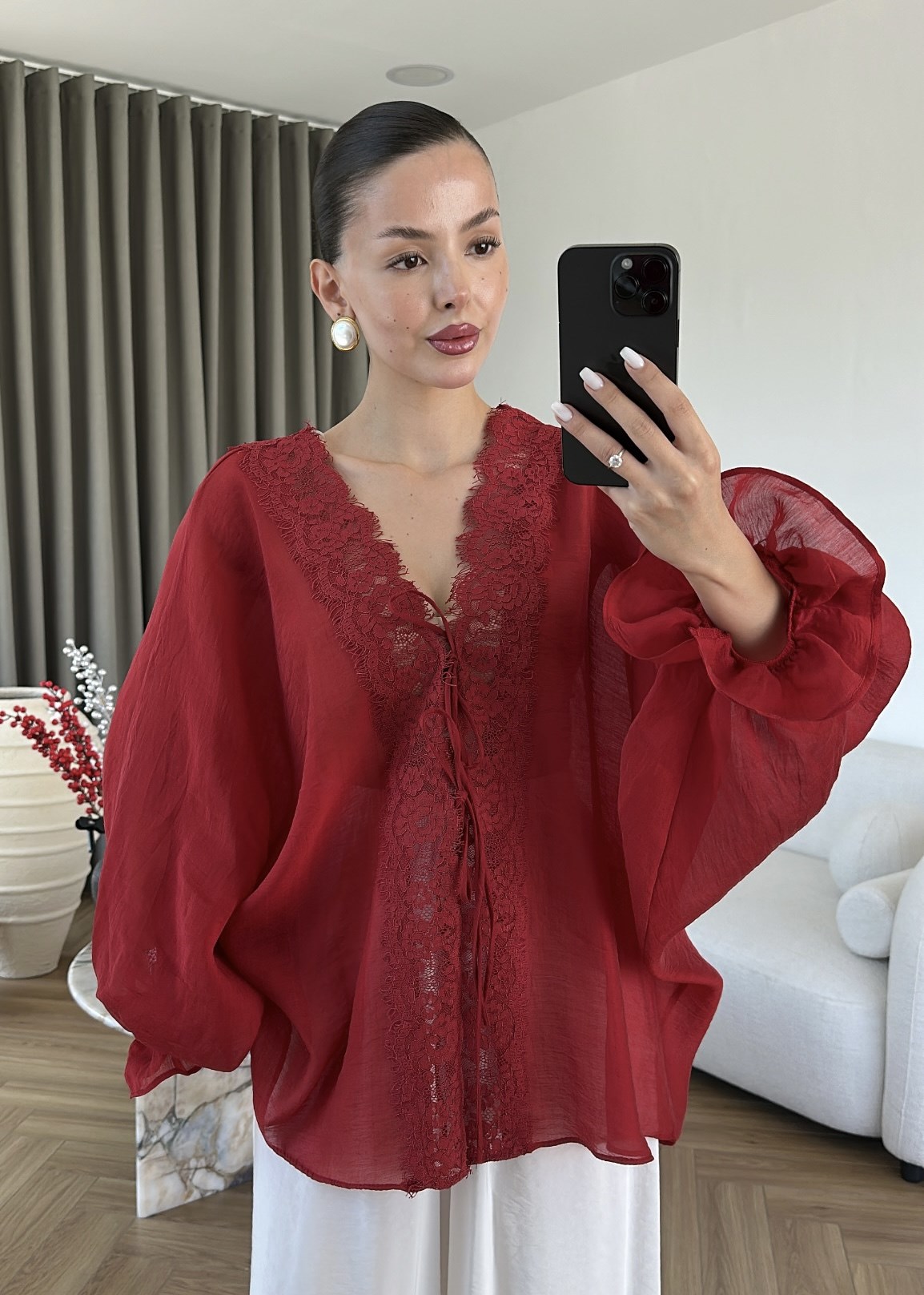 Dantelli Transparan Kimono