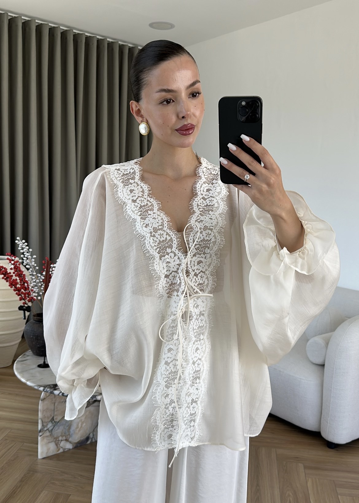 Dantelli Transparan Kimono