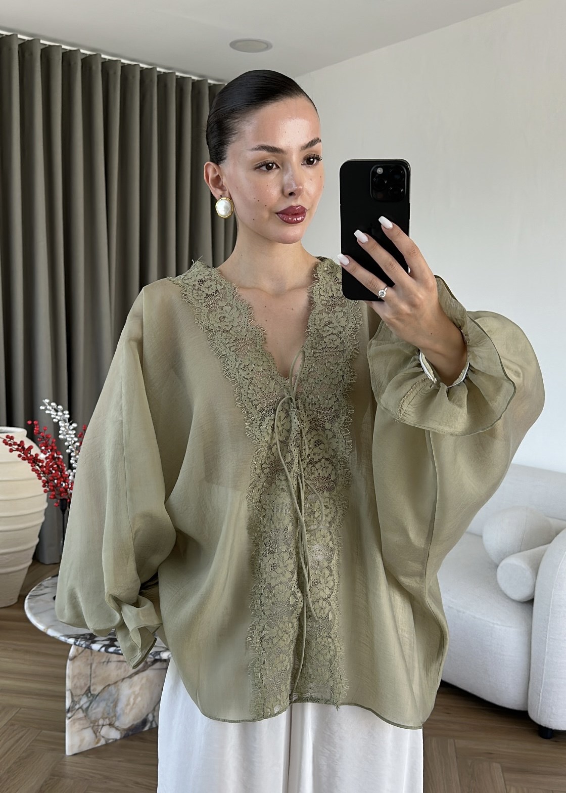 Dantelli Transparan Kimono
