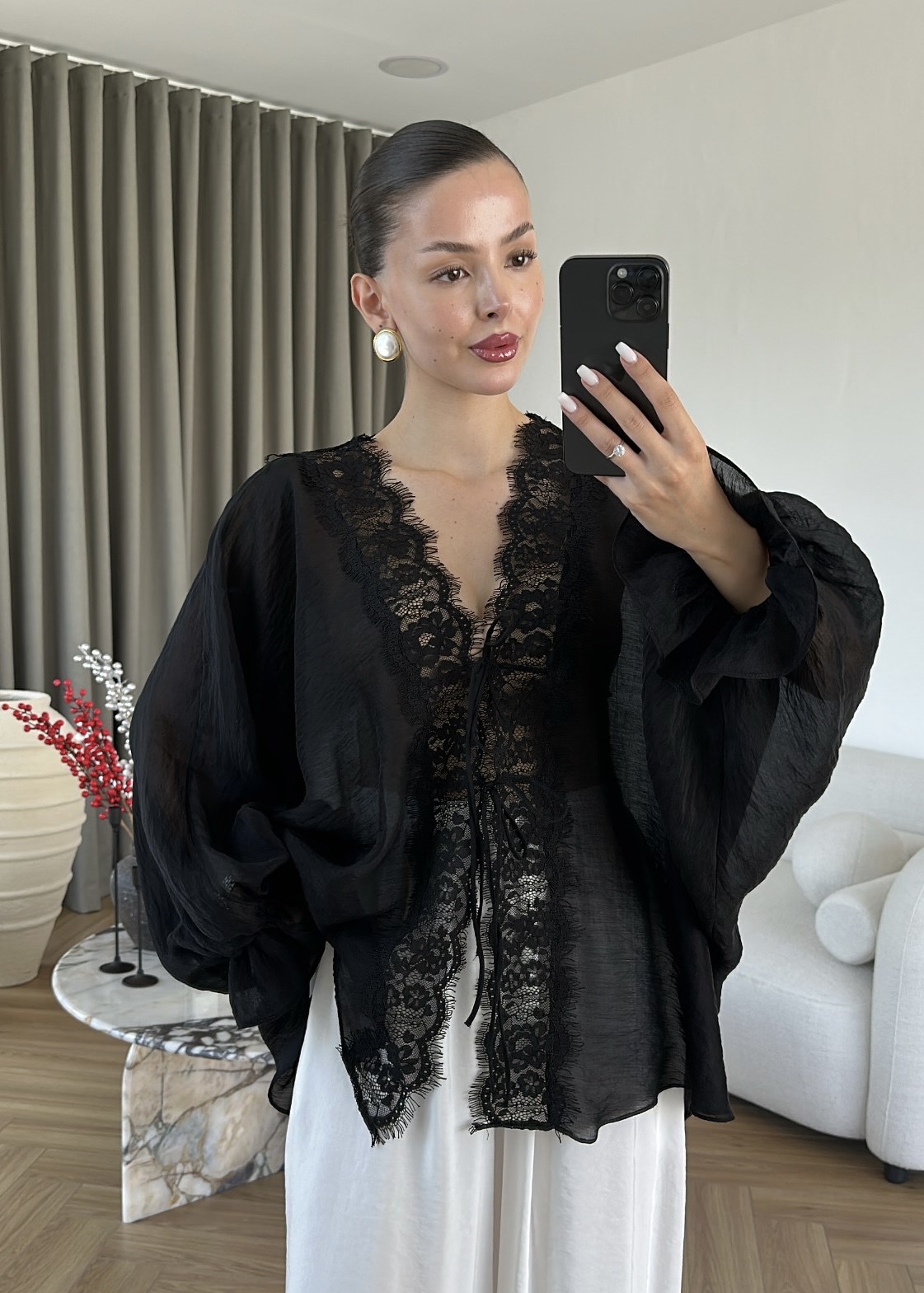 Dantelli Transparan Kimono