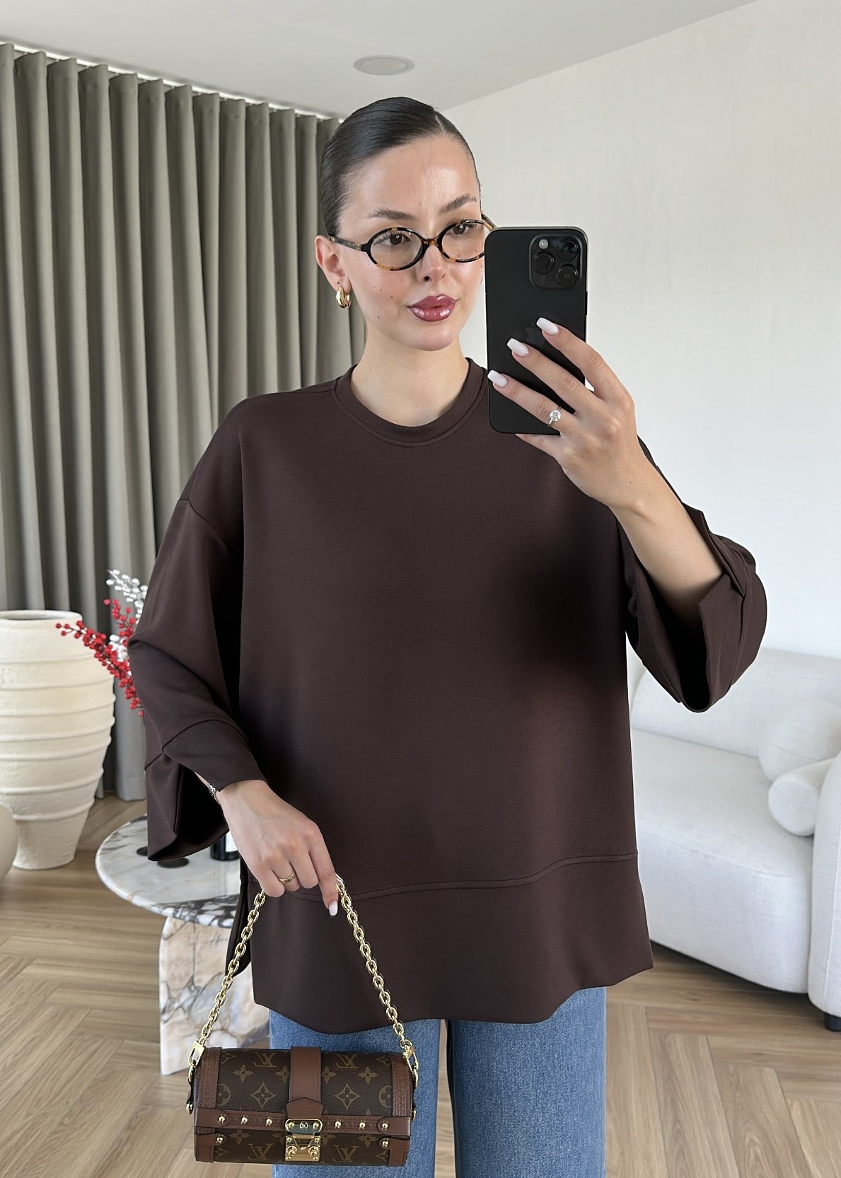 Yanı Yırtmaçlı Uzun Kollu Sweat
