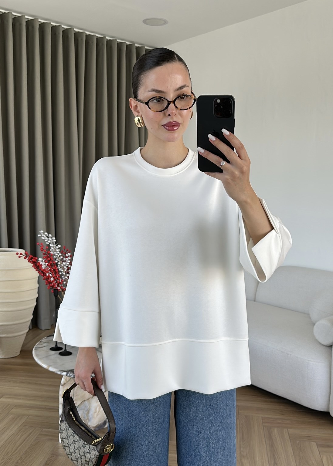 Yanı Yırtmaçlı Uzun Kollu Sweat