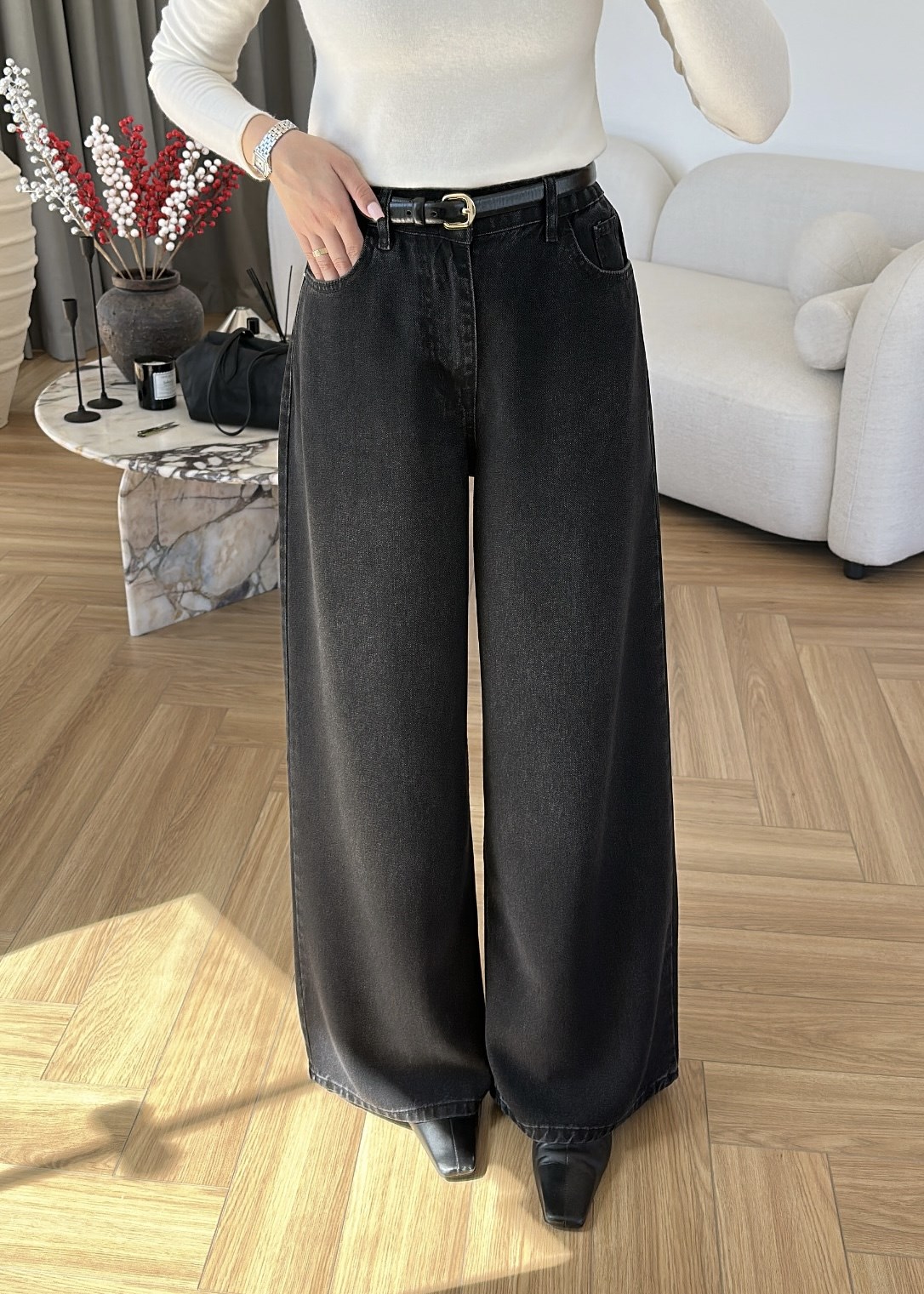 Beli Lastikli Tensel Karışımlı Jean