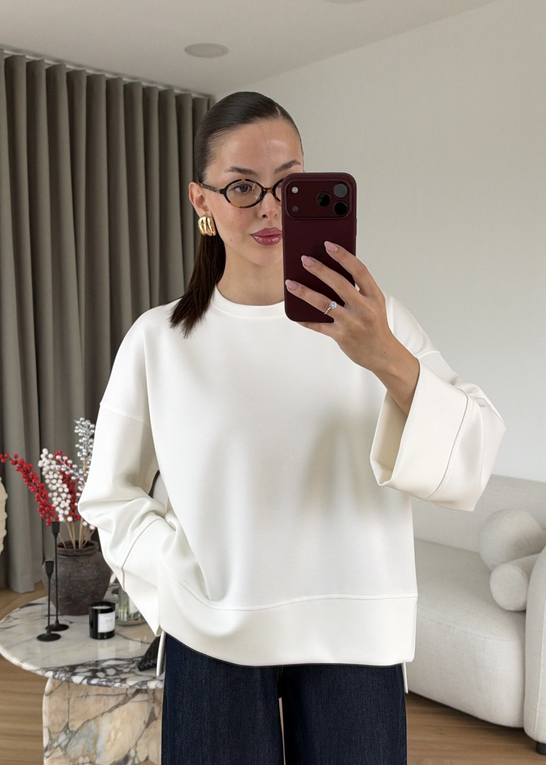 Önü Kısa Uzun Kollu Sweat