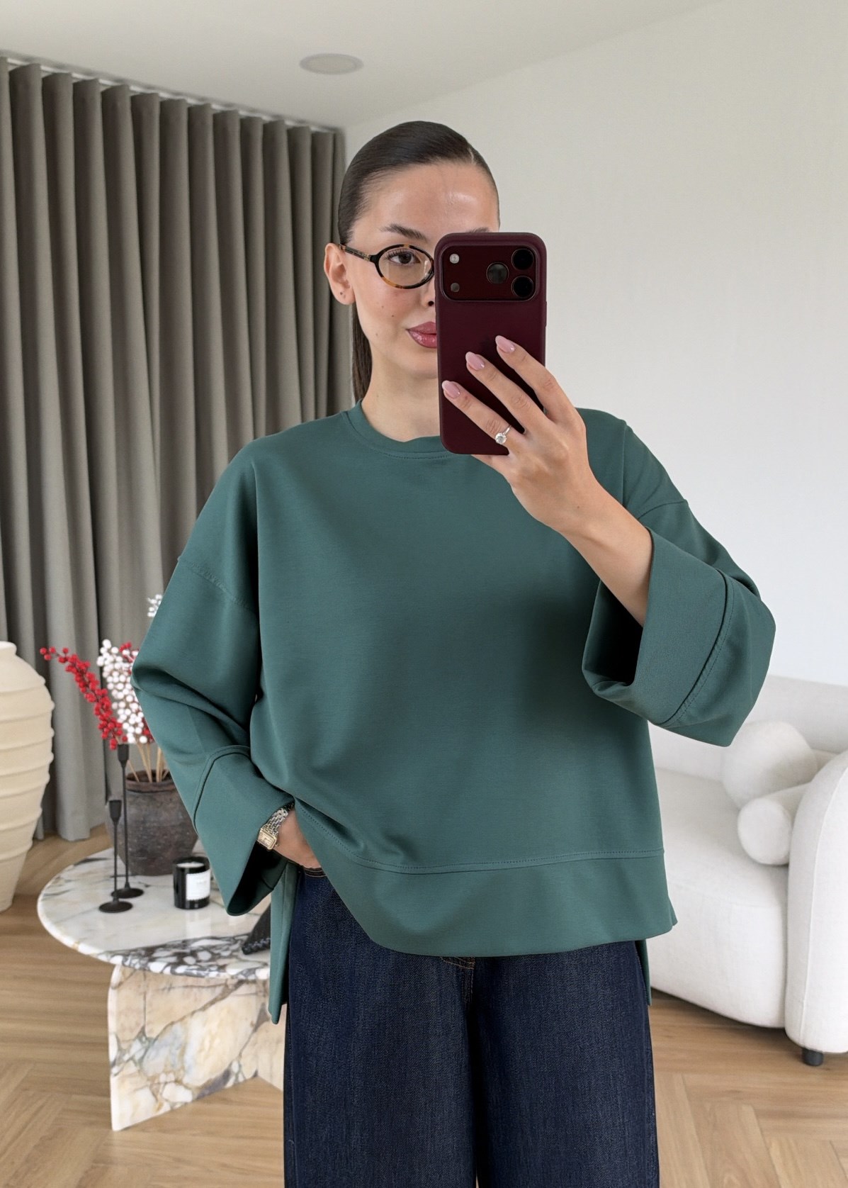 Önü Kısa Uzun Kollu Sweat