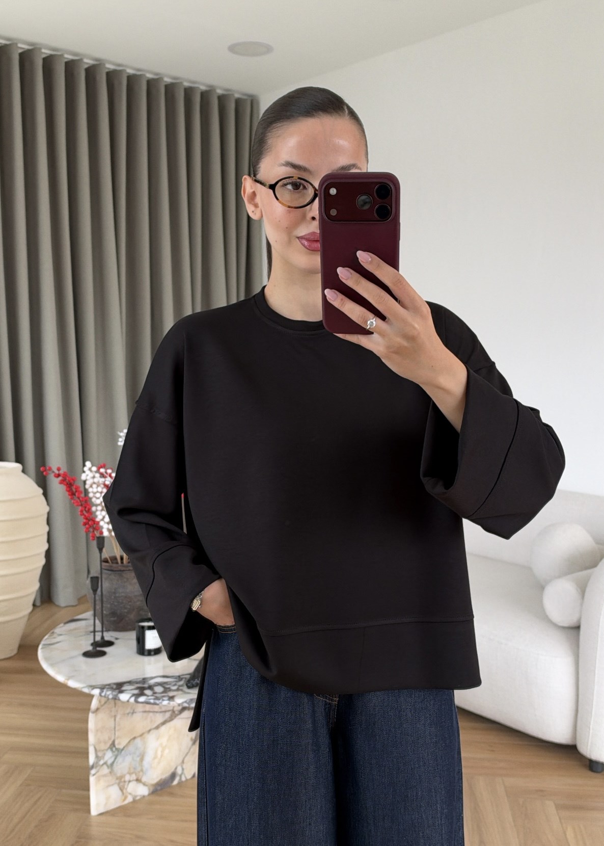 Önü Kısa Uzun Kollu Sweat