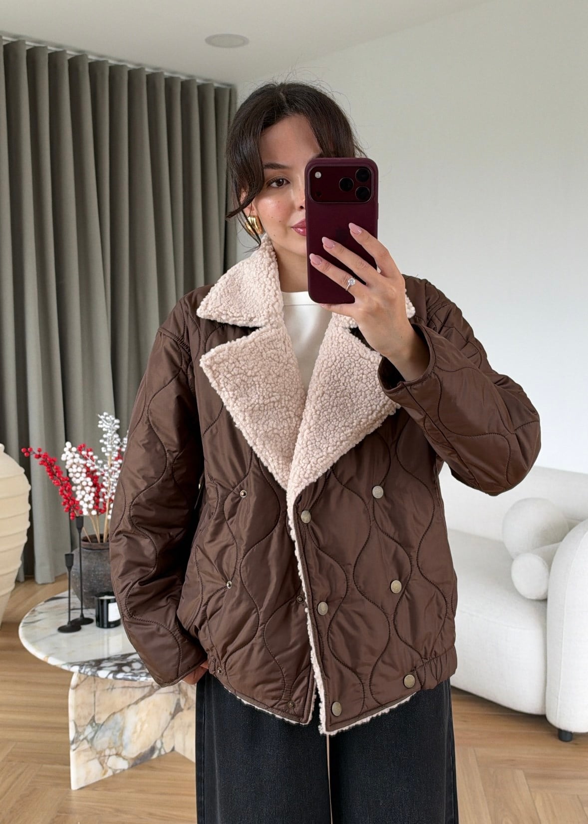 Kürklü Çıtçıtlı İnce Mont