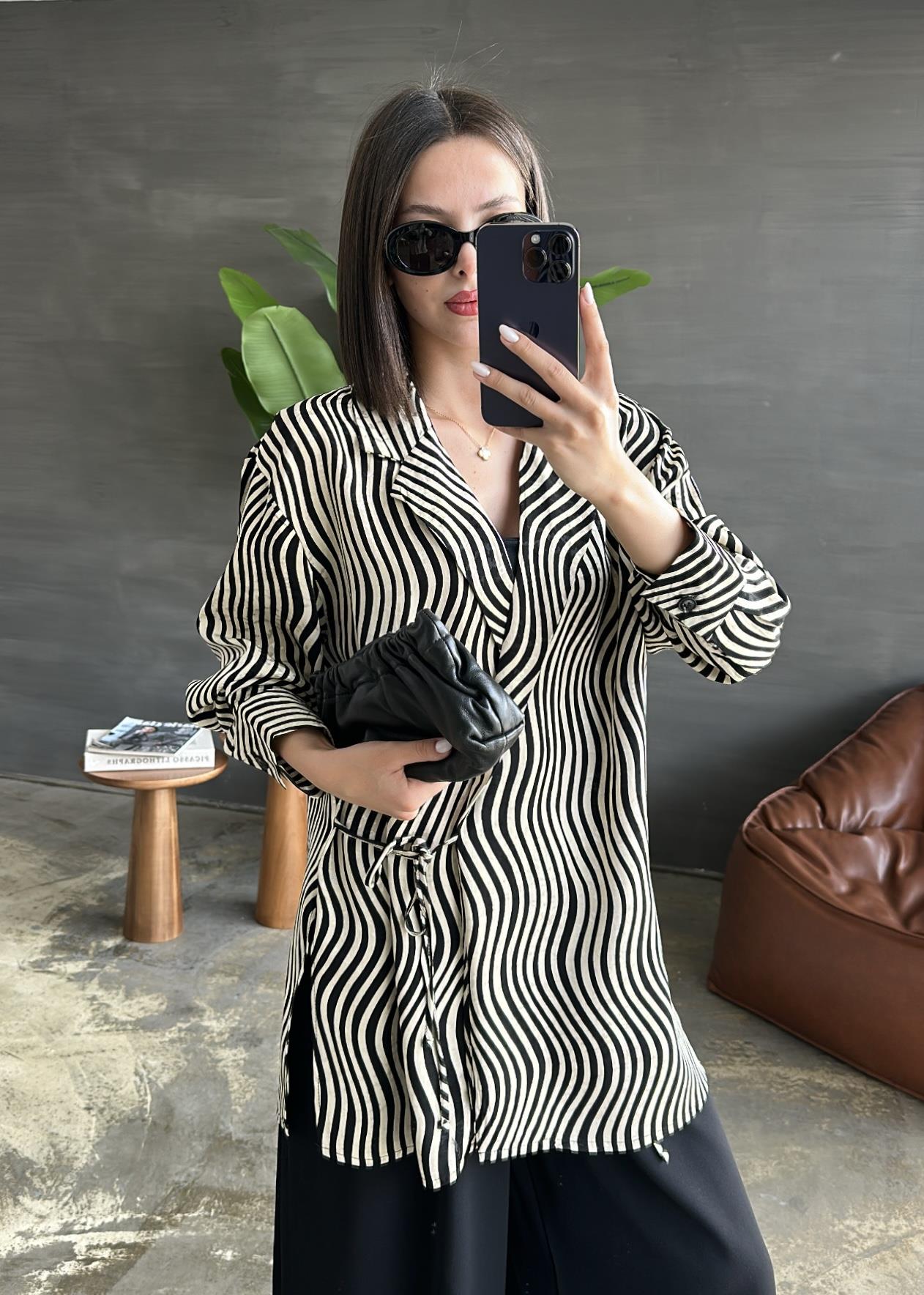 Zebra Desen Bağlamalı Kimono