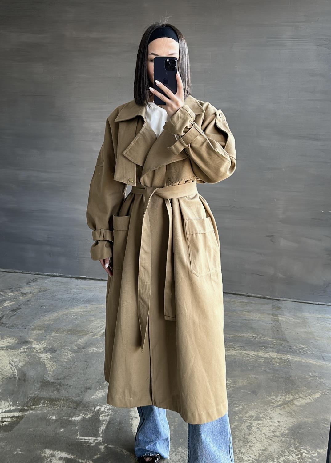 Çıtçıtlı Oversize Trençkot