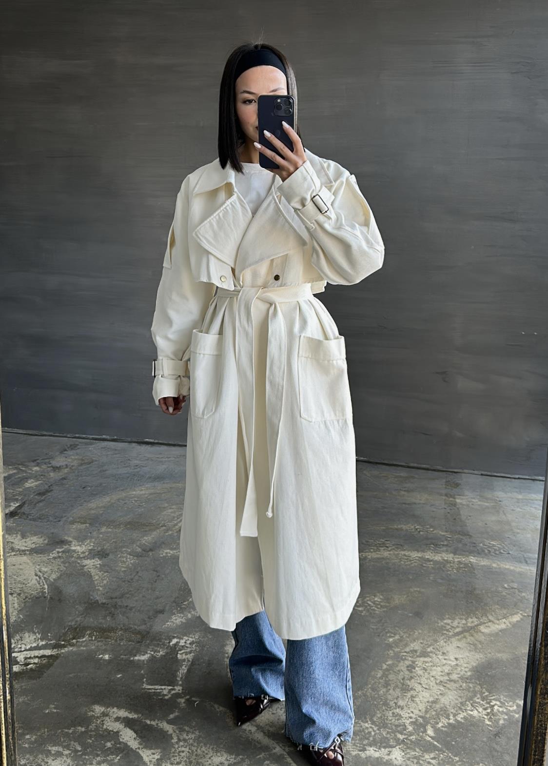 Çıtçıtlı Oversize Trençkot