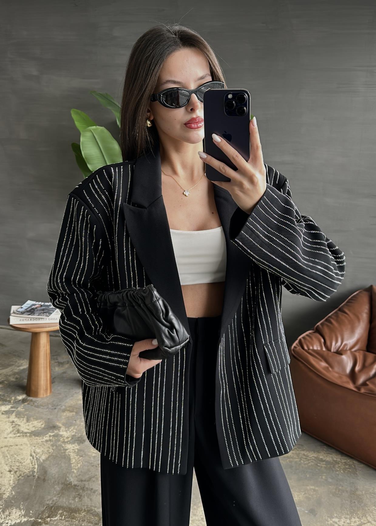 Premium Taşlı Blazer