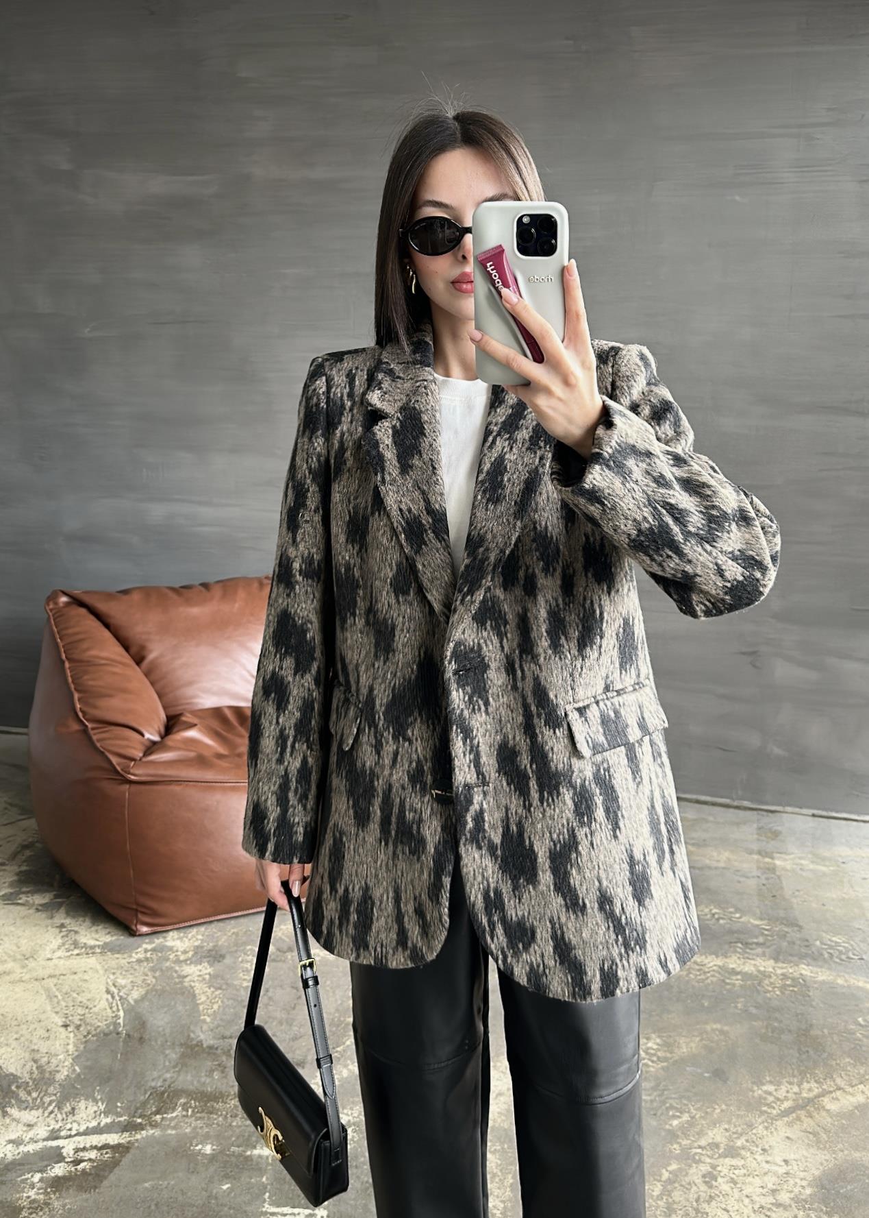 Leopar Sakallı Blazer Ceket