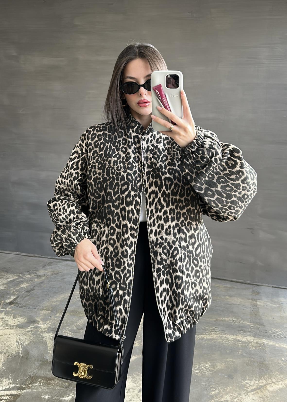 Leopar Bomber Ceket