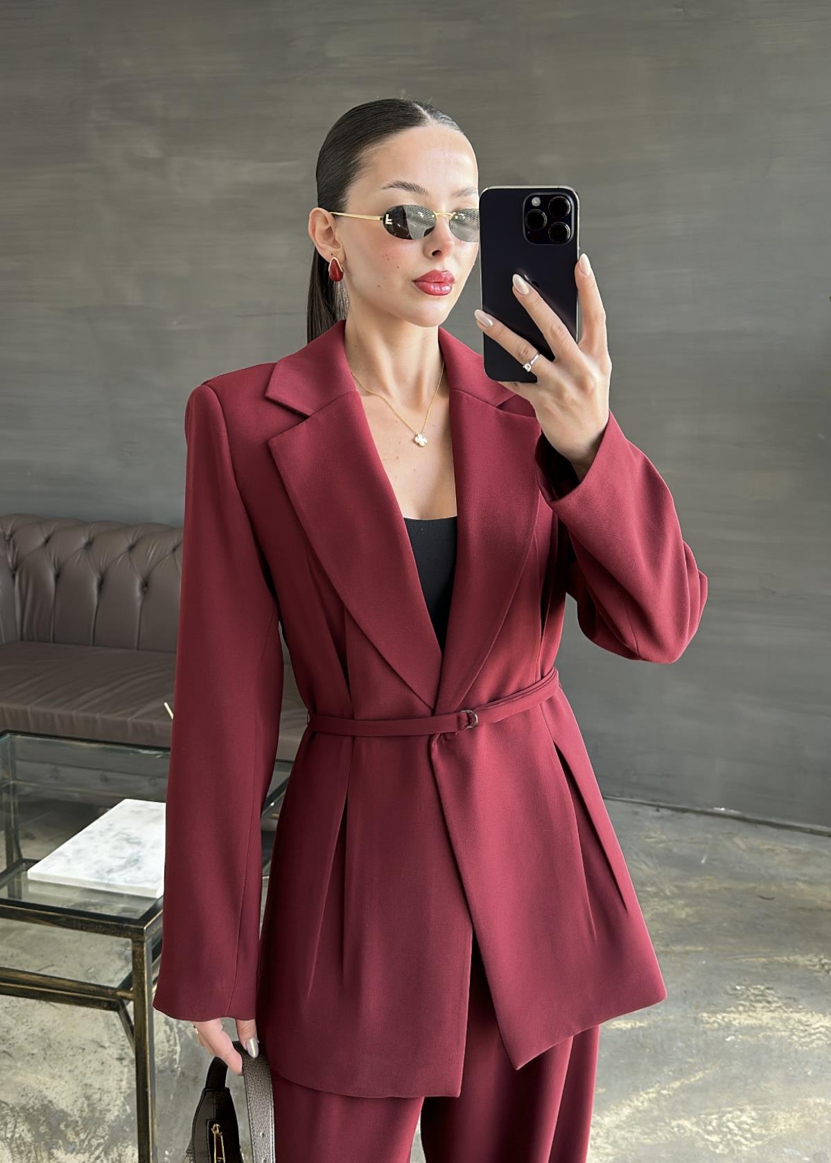 Beli İpli Krep Ceket