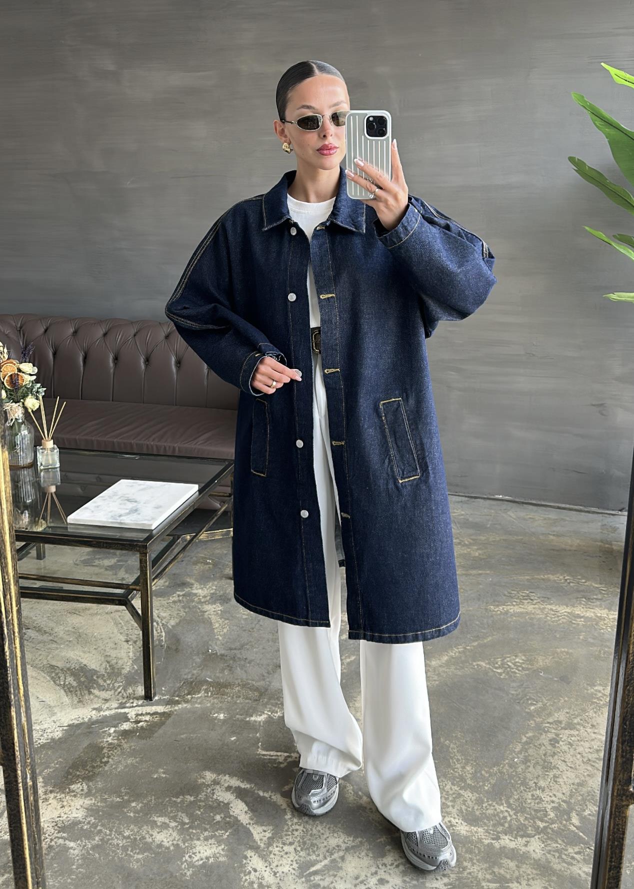 Uzun Denim Parka