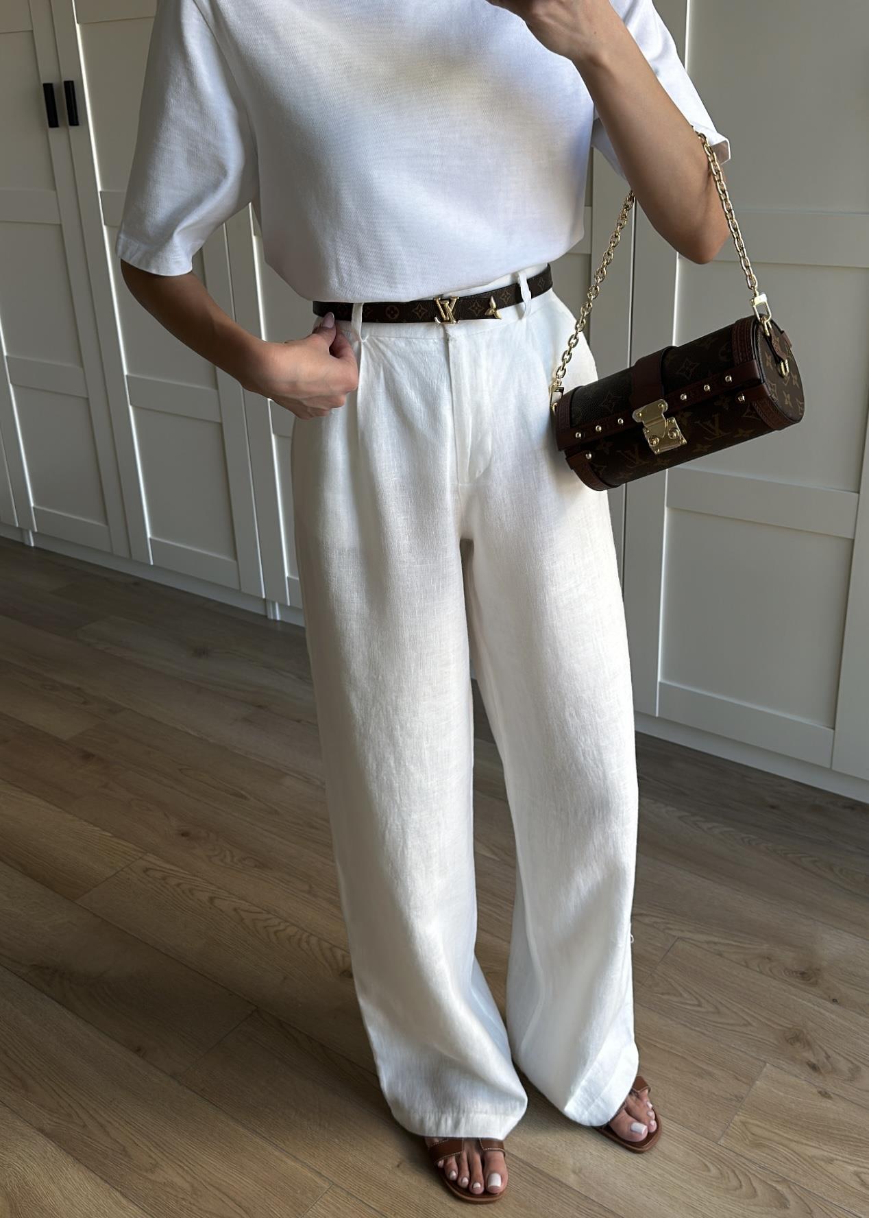Düğmeli Keten Premium Pantolon
