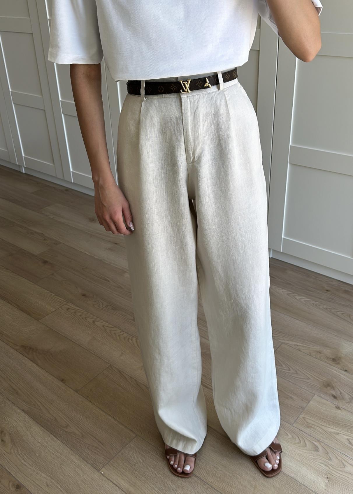 Düğmeli Keten Premium Pantolon