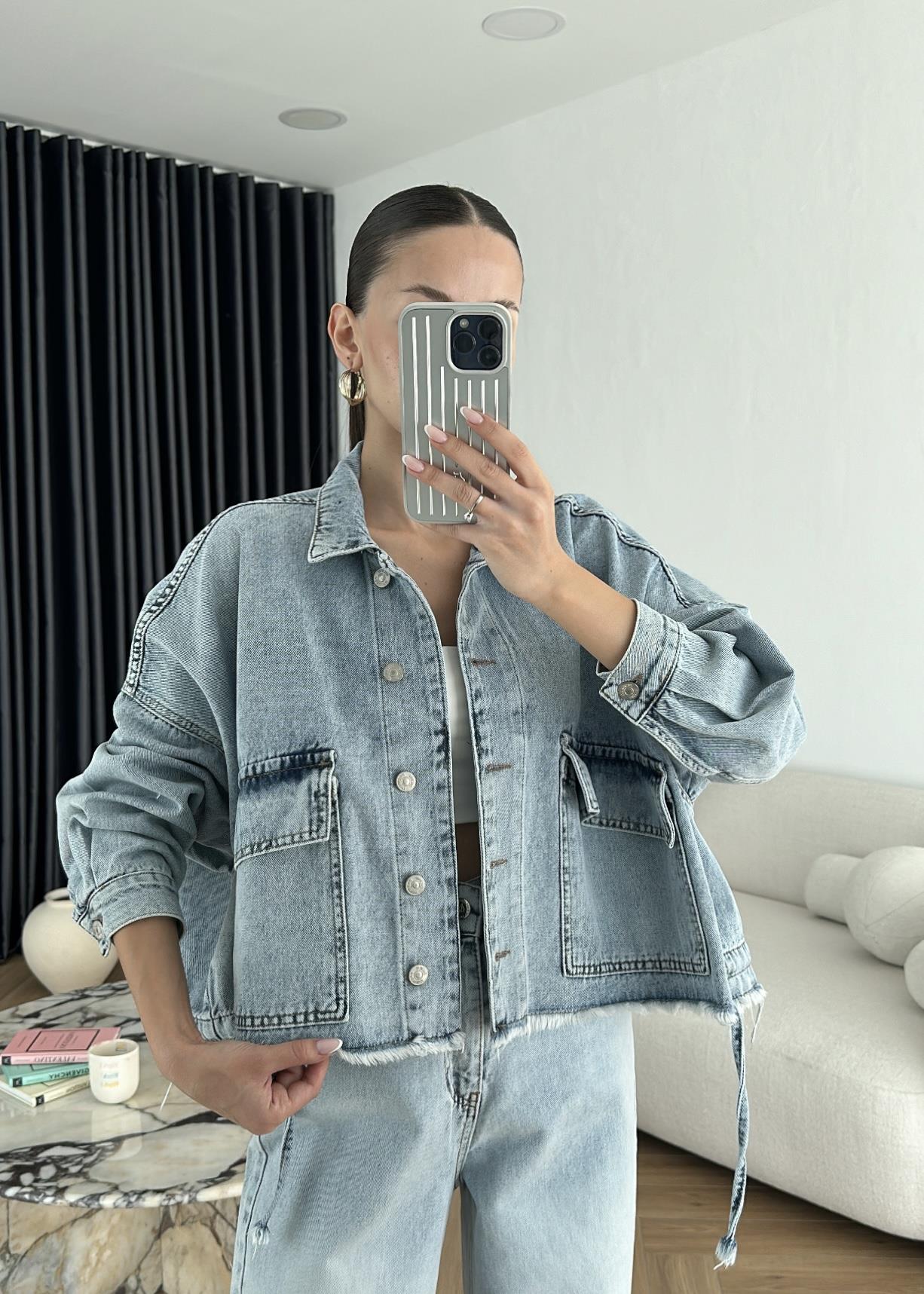 Dilvin Püsküllü Denim Ceket